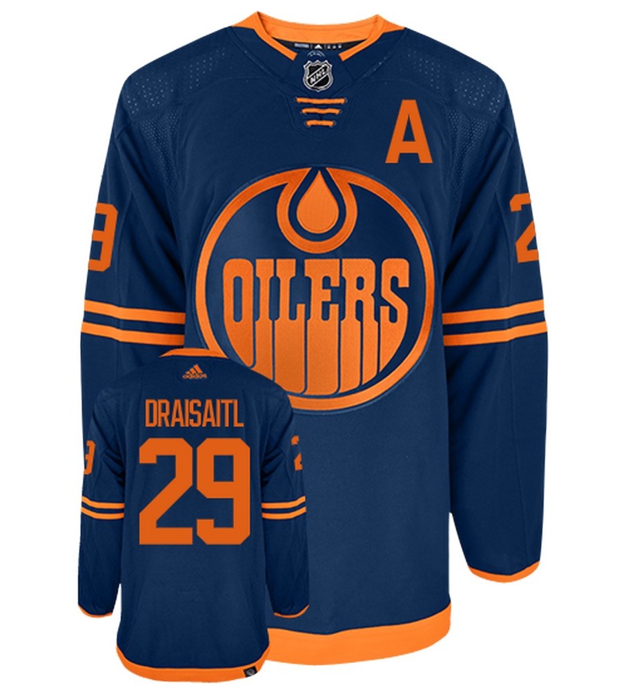Leon Draisaitl Edmonton Oilers Adidas Primegreen Authentic Alternate NHL Hockey Jersey - Front/Back View