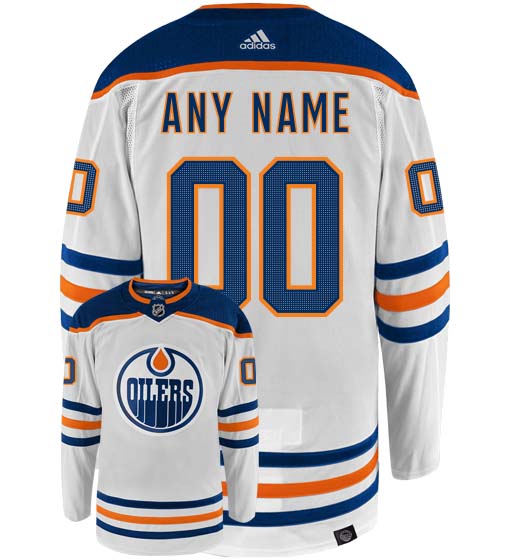 Edmonton Oilers Adidas Primegreen Authentic Away NHL Hockey Jersey - Back/Front View