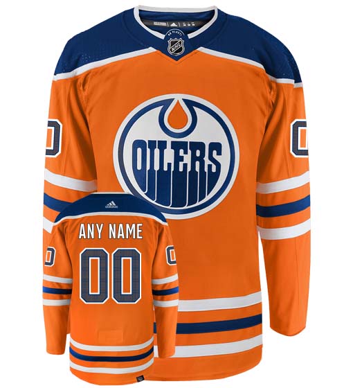Edmonton Oilers Adidas Primegreen Authentic Home NHL Hockey Jersey - Front/Back View