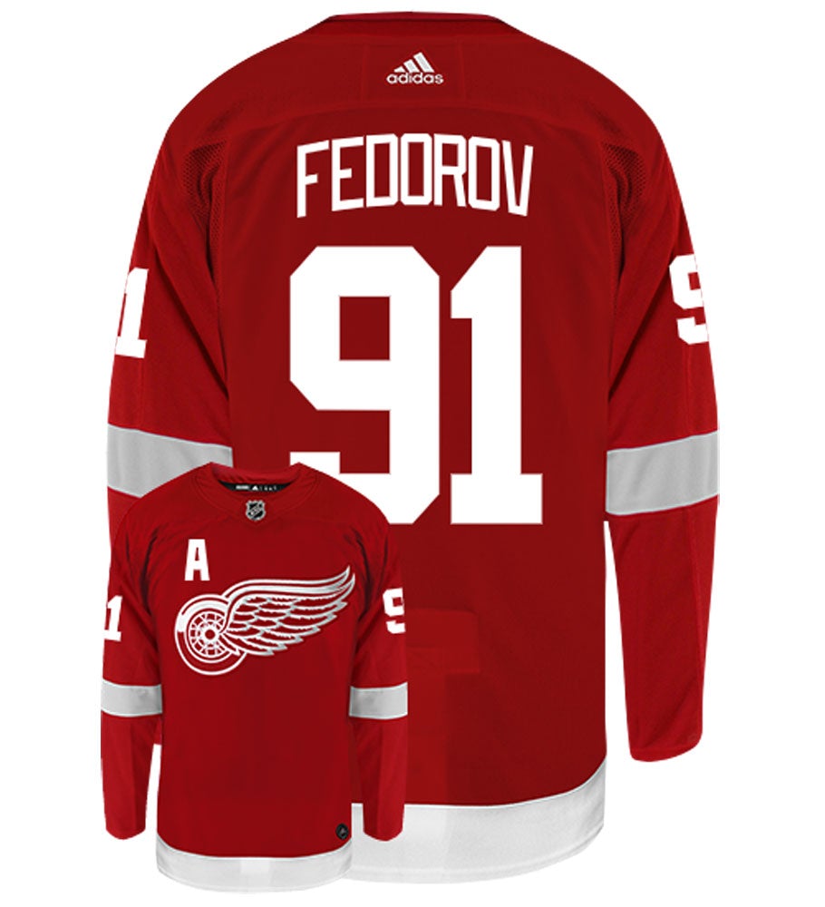 Sergei Fedorov Detroit Red Wings Adidas Authentic Home NHL Vintage Hockey Jersey