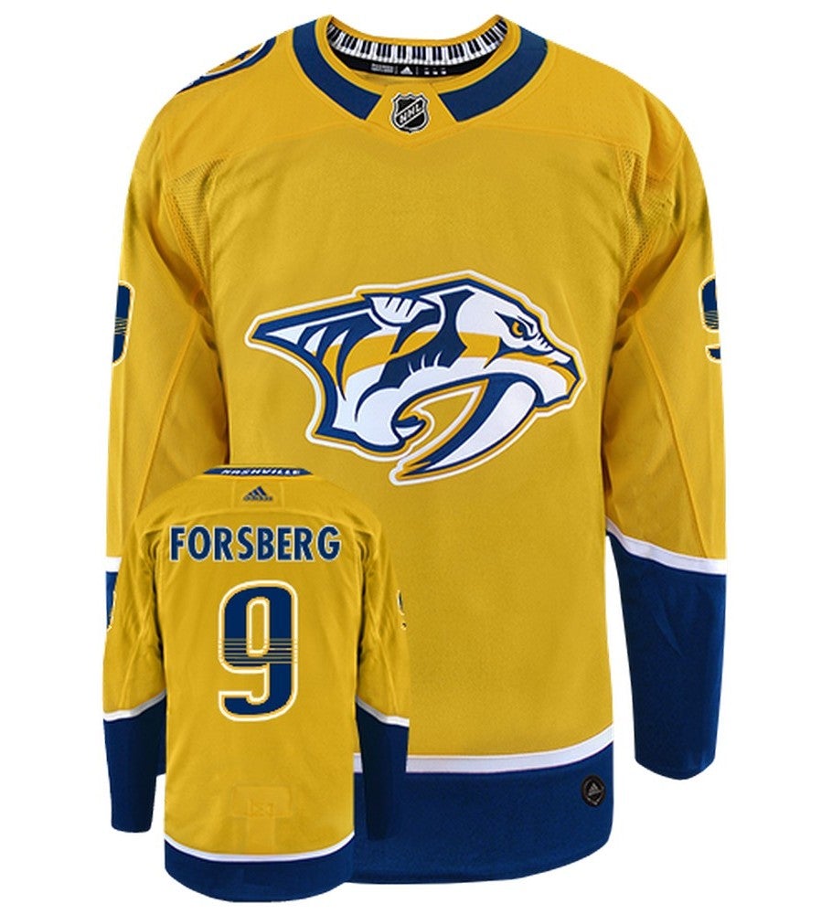 Filip Forsberg Nashville Predators Adidas Primegreen Authentic Home NHL Hockey Jersey - Front/Back View