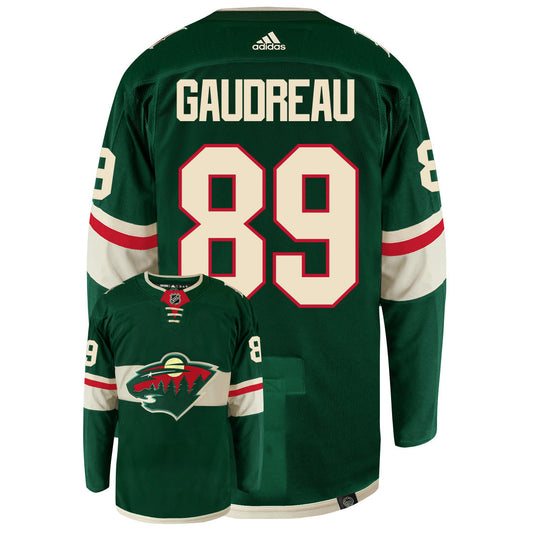 Frederick Gaudreau Minnesota Wild Adidas Primegreen Authentic NHL Hockey Jersey - Back/Front View