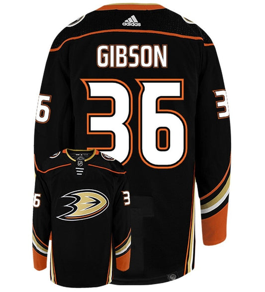 John Gibson Anaheim Ducks Adidas Primegreen Authentic Home NHL Hockey Jersey - Back/Front View