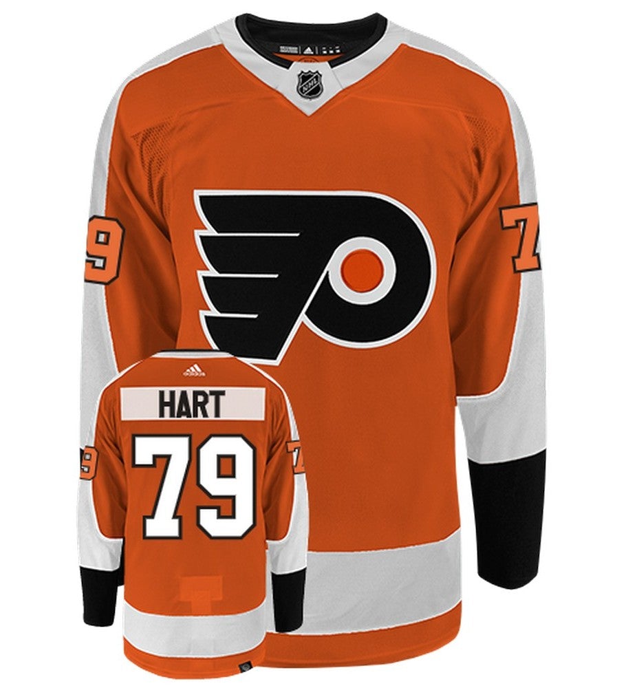 Carter Hart Philadelphia Flyers Adidas Primegreen Authentic Home NHL Hockey Jersey - Front/Back View