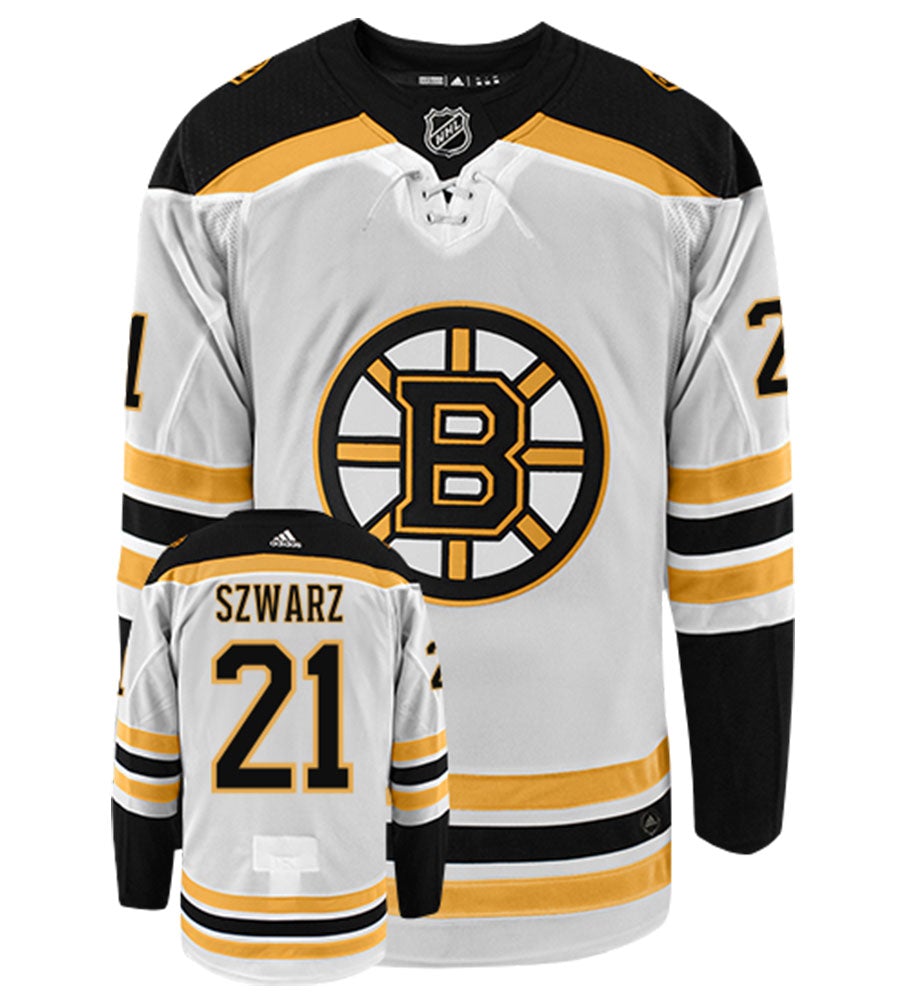 Jordan Szwarz Boston Bruins Adidas Authentic Away NHL Hockey Jersey