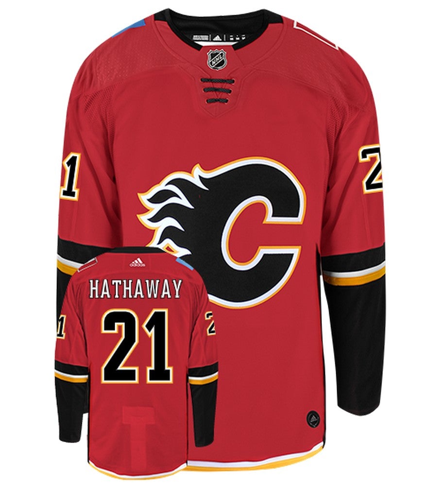 Garnet HathAway Calgary Flames Adidas Authentic Home NHL Jersey