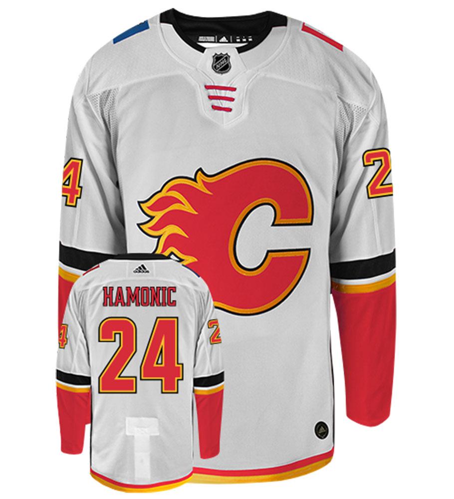 Travis Hamonic Calgary Flames Adidas Authentic Away NHL Hockey Jersey