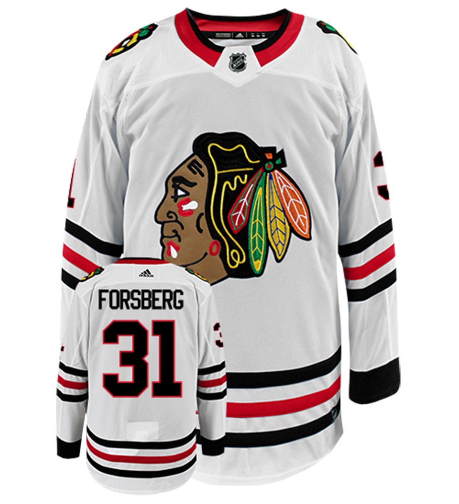 Anton Forsberg Chicago Blackhawks Adidas Authentic Away NHL Hockey Jersey