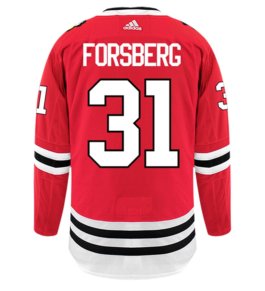 Anton Forsberg Chicago Blackhawks Adidas Authentic Home NHL Hockey Jersey