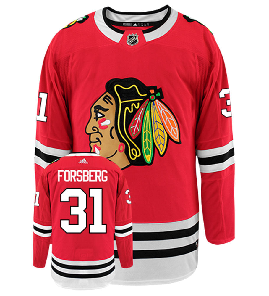 Anton Forsberg Chicago Blackhawks Adidas Authentic Home NHL Hockey Jersey