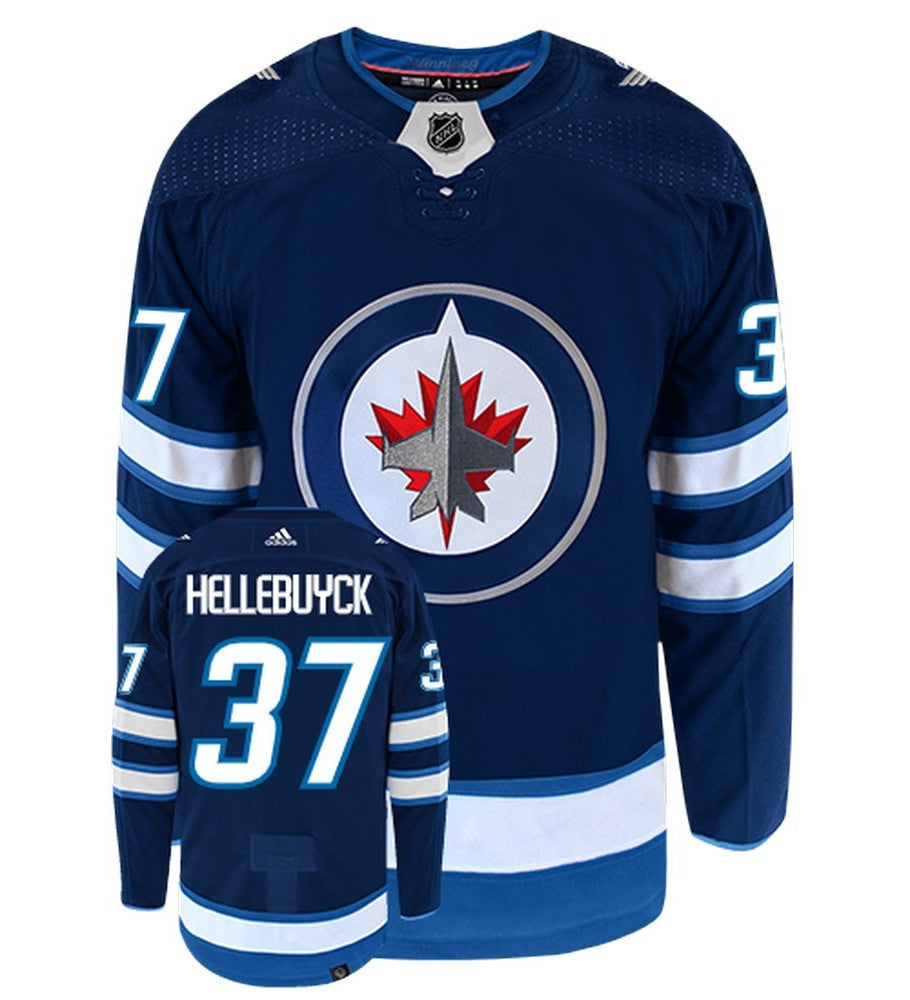 Connor Hellebuyck Winnipeg Jets Adidas Primegreen Authentic Home NHL Hockey Jersey - Front/Back View