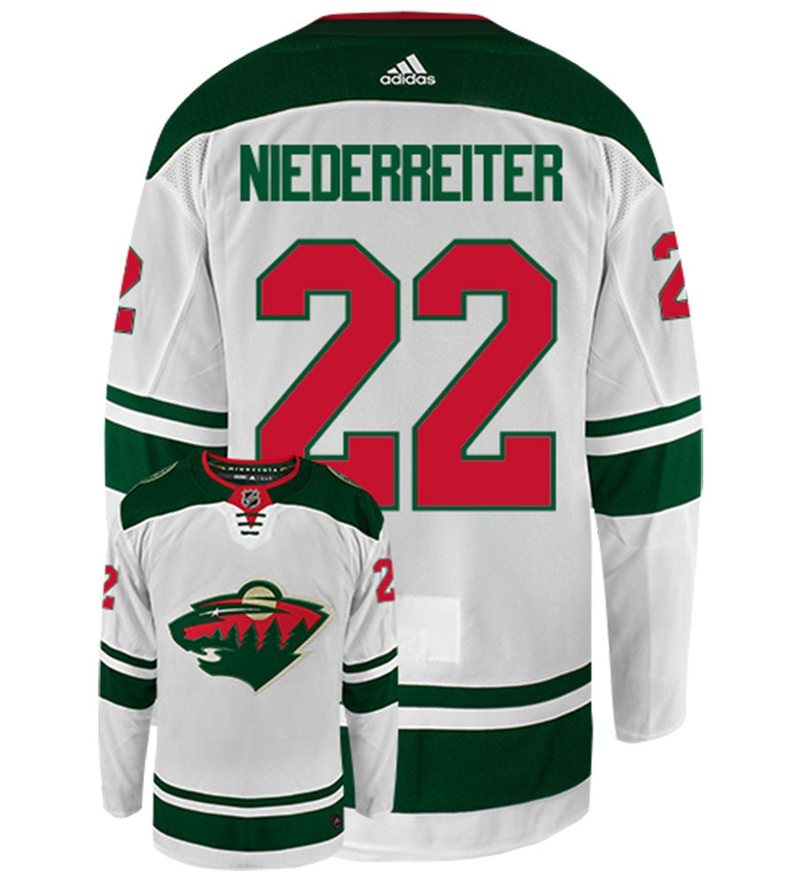 Nino Niederreiter Minnesota Wild Adidas Authentic Away NHL Hockey Jersey