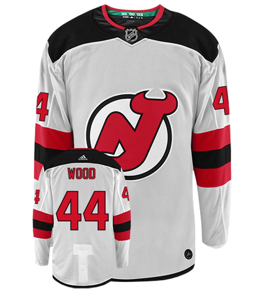 Miles Wood New Jersey Devils Adidas Authentic Away NHL Hockey Jersey