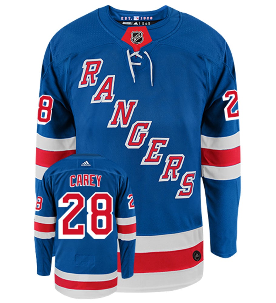 Paul Carey New York Rangers Adidas Authentic Home NHL Hockey Jersey