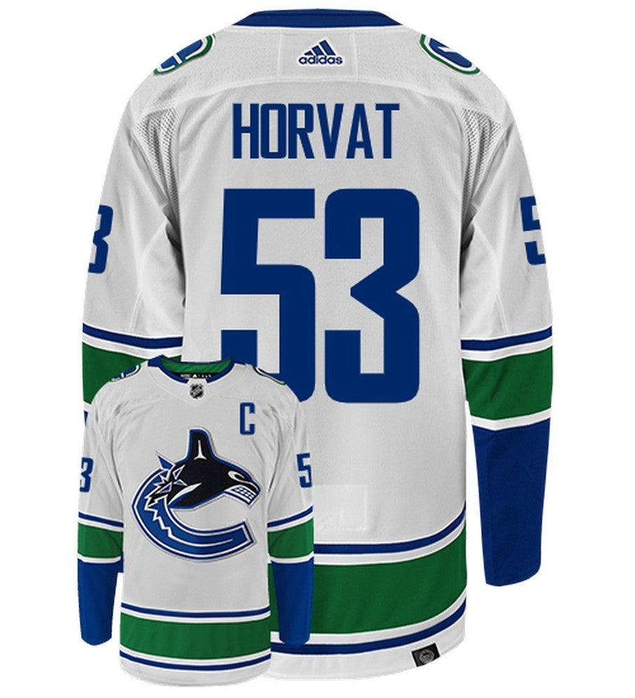 Bo Horvat Vancouver Canucks Adidas Primegreen Authentic Away NHL Hockey Jersey - Back/Front View