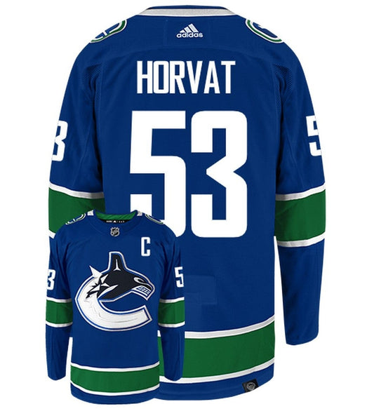 Bo Horvat Vancouver Canucks Adidas Primegreen Authentic Home NHL Hockey Jersey - Back/Front View