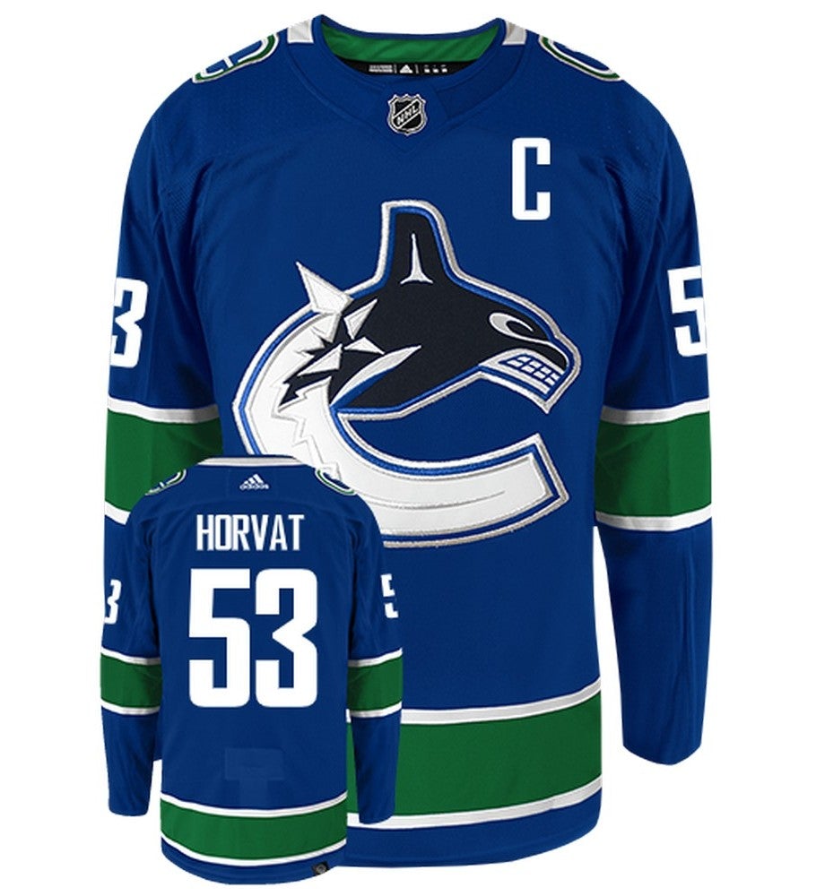 Bo Horvat Vancouver Canucks Adidas Primegreen Authentic Home NHL Hockey Jersey - Front/Back View