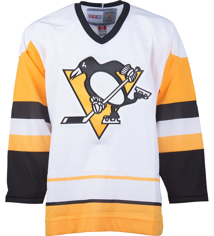 Pittsburgh Penguins CCM Vintage 1990 White Replica NHL Hockey Jersey