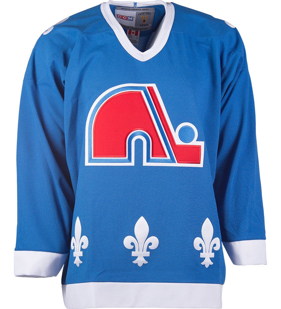 Quebec Nordiques CCM Vintage 1992 Air Force Blue Replica NHL Hockey Jersey