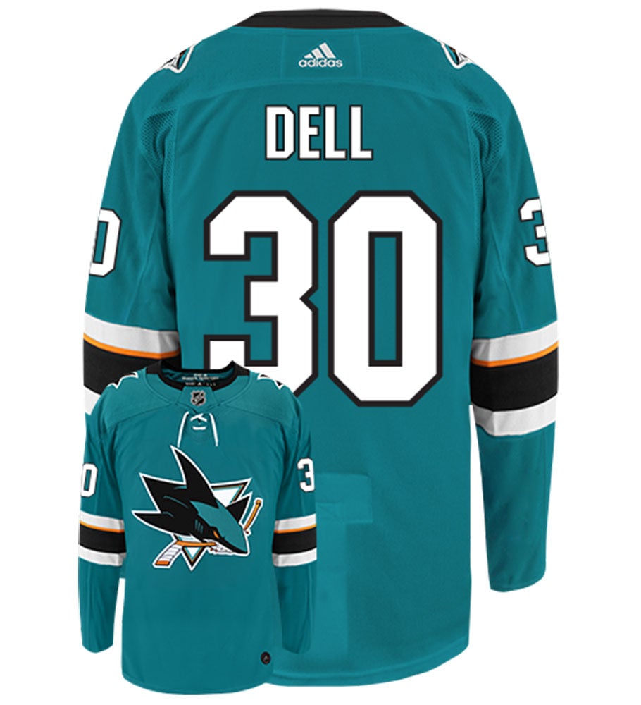 Aaron Dell San Jose Sharks Adidas Authentic Home NHL Hockey Jersey