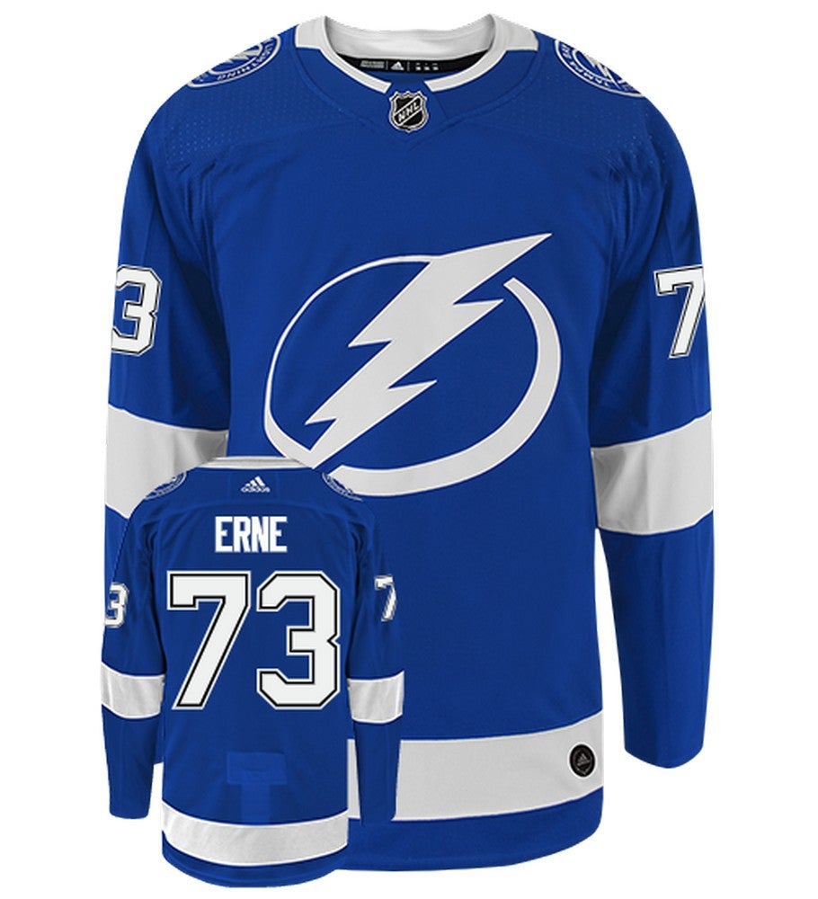 Adam Erne Tampa Bay Lightning Adidas Authentic Home NHL Jersey