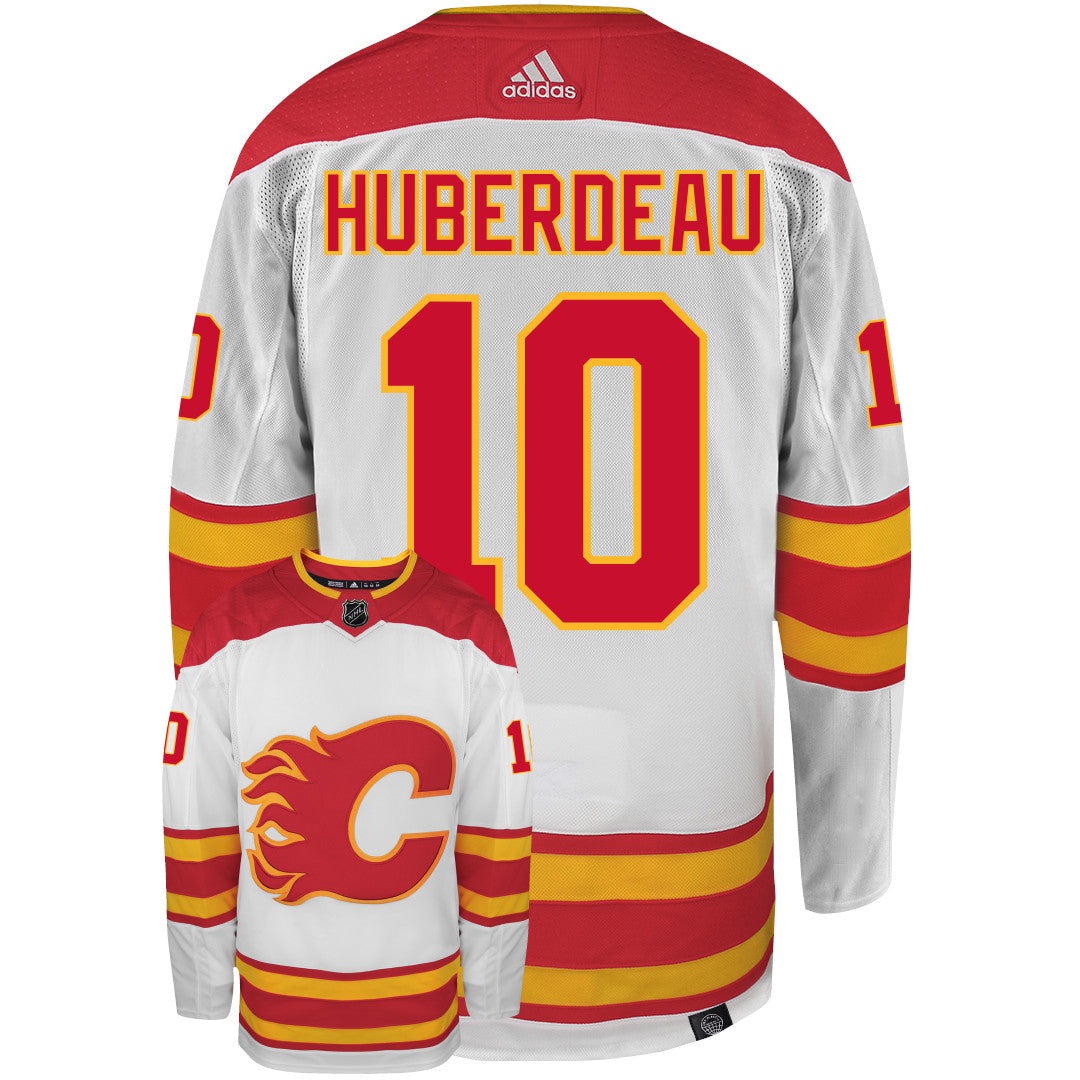 Jonathan Huberdeau Calgary Flames Adidas Primegreen Authentic NHL Hockey Jersey - Back/Front View