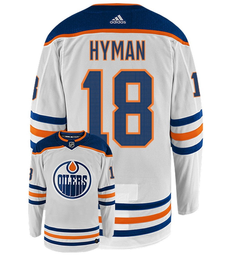 Zach Hyman Edmonton Oilers Adidas Primegreen Authentic Away NHL Hockey Jersey - Back/Front View