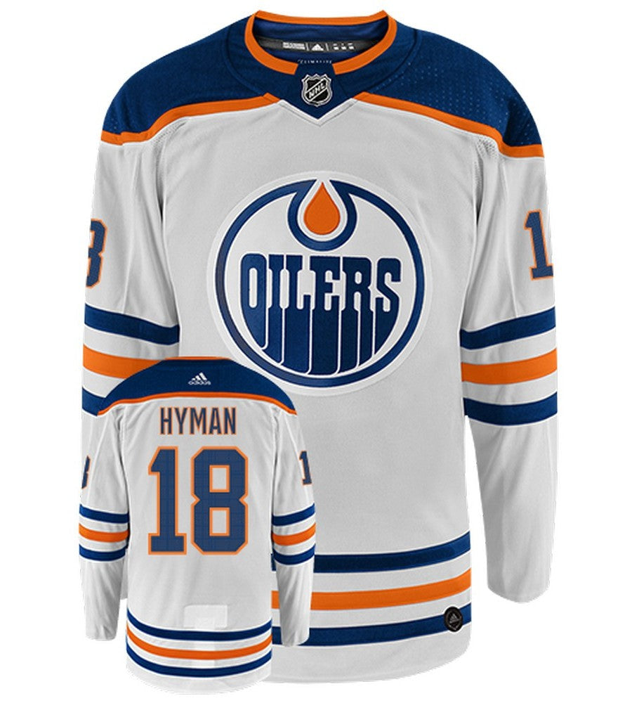 Zach Hyman Edmonton Oilers Adidas Primegreen Authentic Away NHL Hockey Jersey - Front/Back View