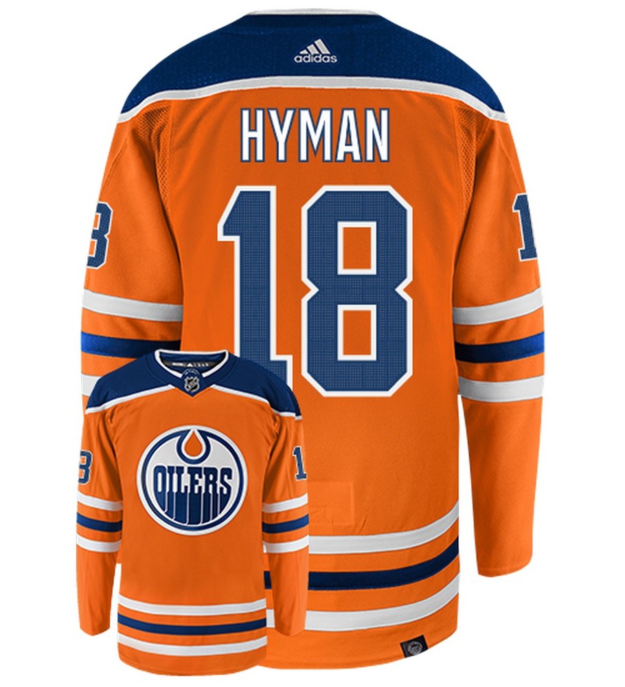 Zach Hyman Edmonton Oilers Adidas Primegreen Authentic Home NHL Hockey Jersey - Back/Front View