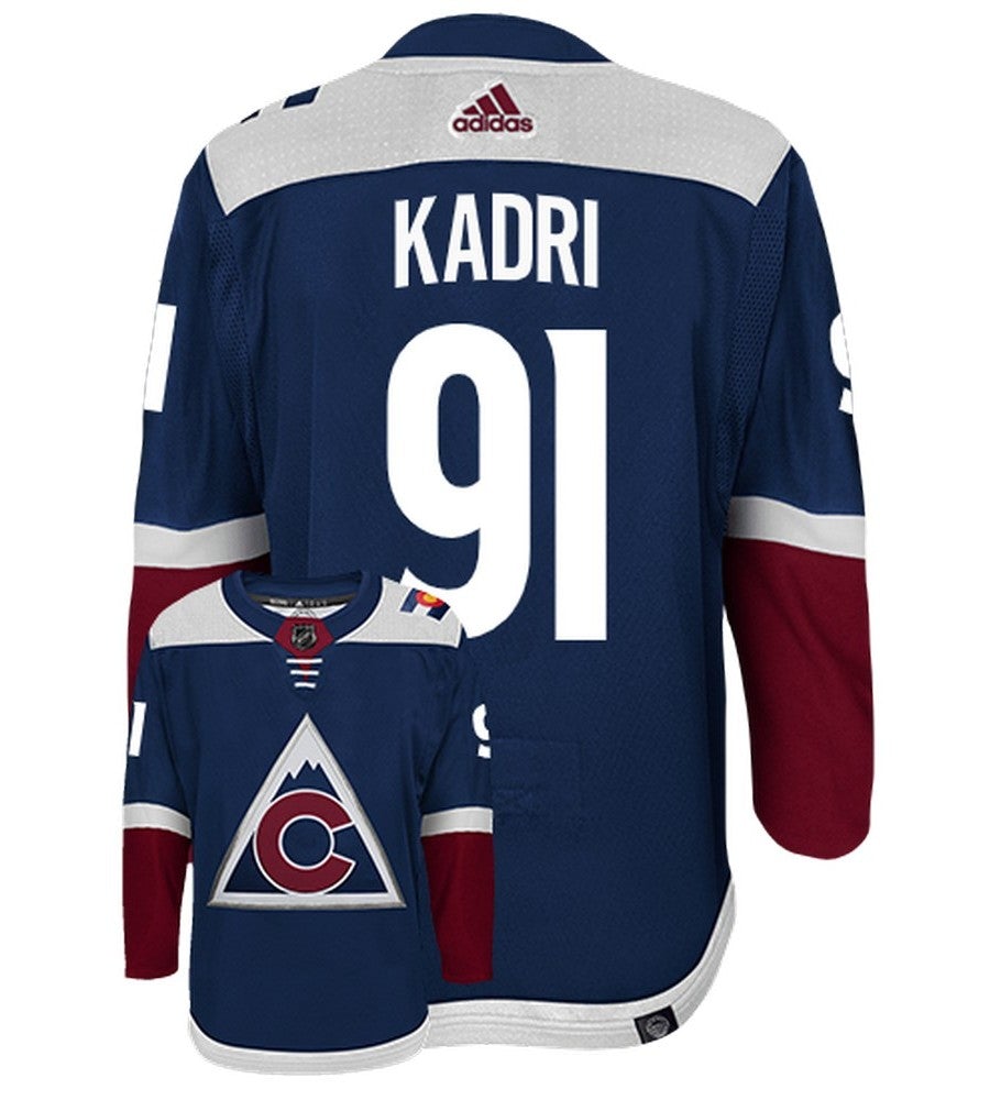 Nazem Kadri Colorado Avalanche Adidas Primegreen Authentic Alternate NHL Hockey Jersey - Back/Front View