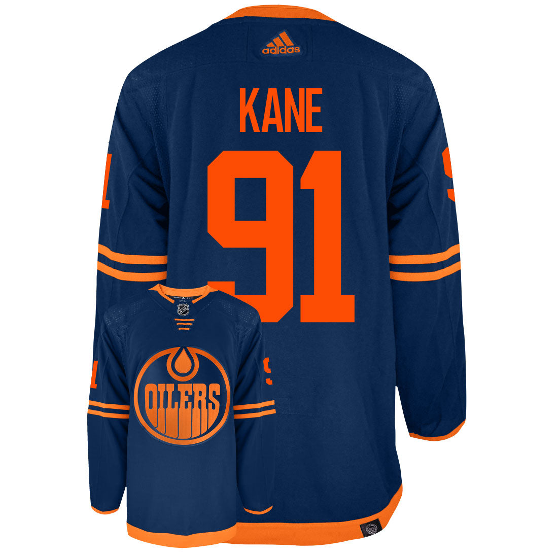 Evander Kane Edmonton Oilers Adidas Primegreen Authentic Third Alternate NHL Hockey Jersey - Back/Front View