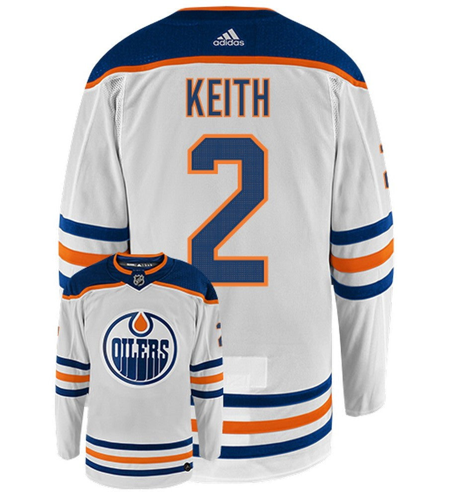 Duncan Keith Edmonton Oilers Adidas Primegreen Authentic Away NHL Hockey Jersey - Back/Front View