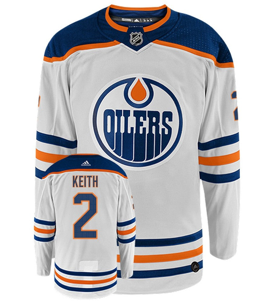 Duncan Keith Edmonton Oilers Adidas Primegreen Authentic Away NHL Hockey Jersey - Front/Back View