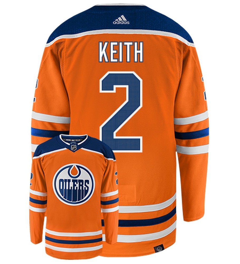 Duncan Keith Edmonton Oilers Adidas Primegreen Authentic Home NHL Hockey Jersey - Back/Front View