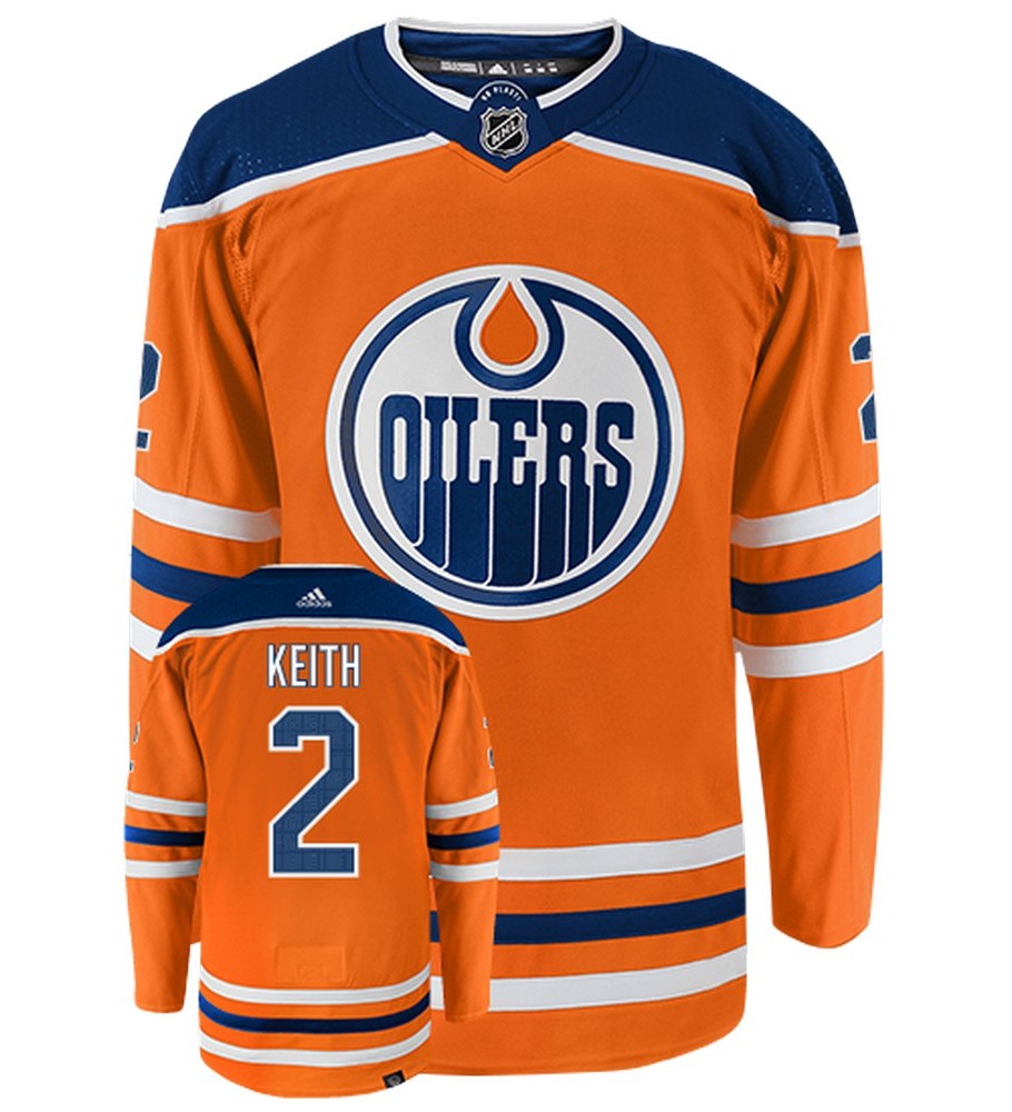 Duncan Keith Edmonton Oilers Adidas Primegreen Authentic Home NHL Hockey Jersey - Front/Back View