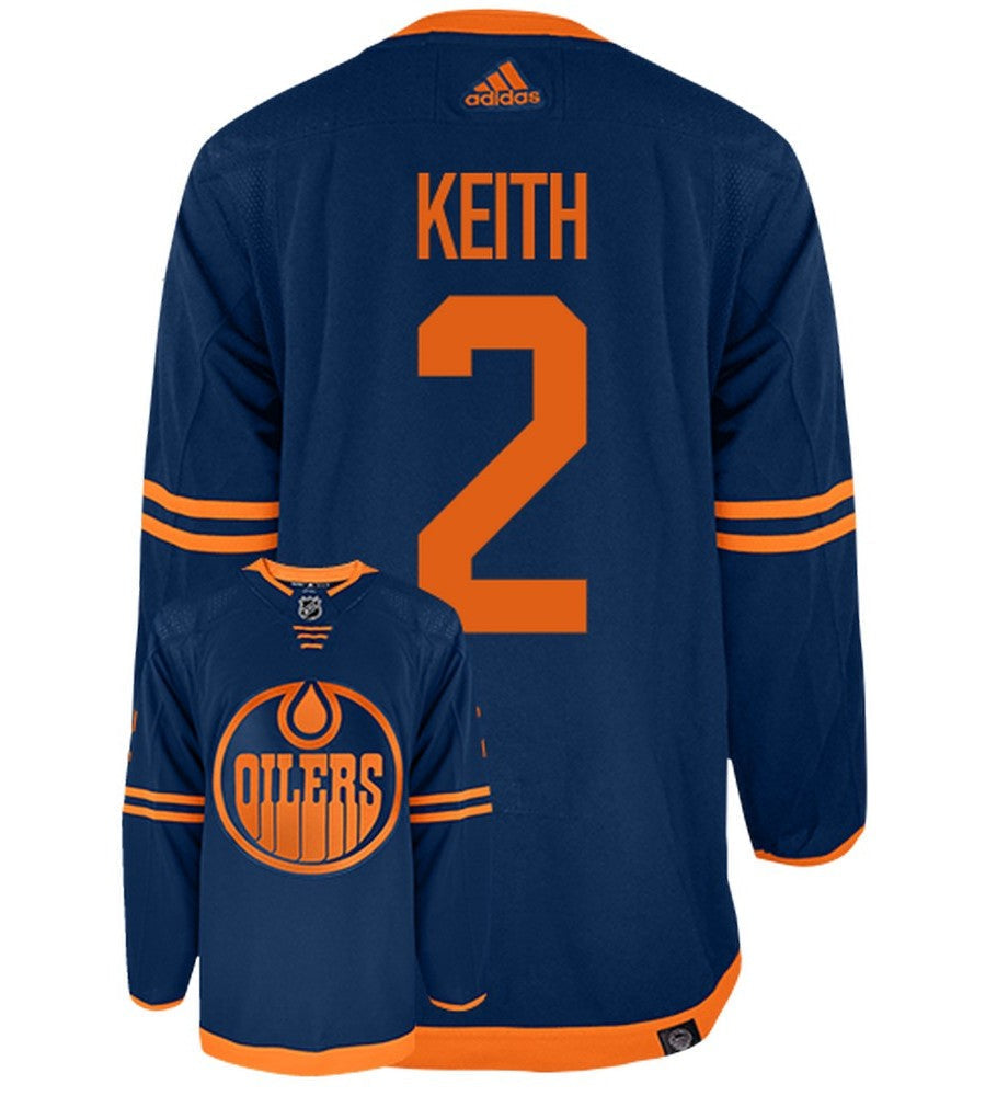 Duncan Keith Edmonton Oilers Adidas Primegreen Authentic Alternate NHL Hockey Jersey - Back/Front View