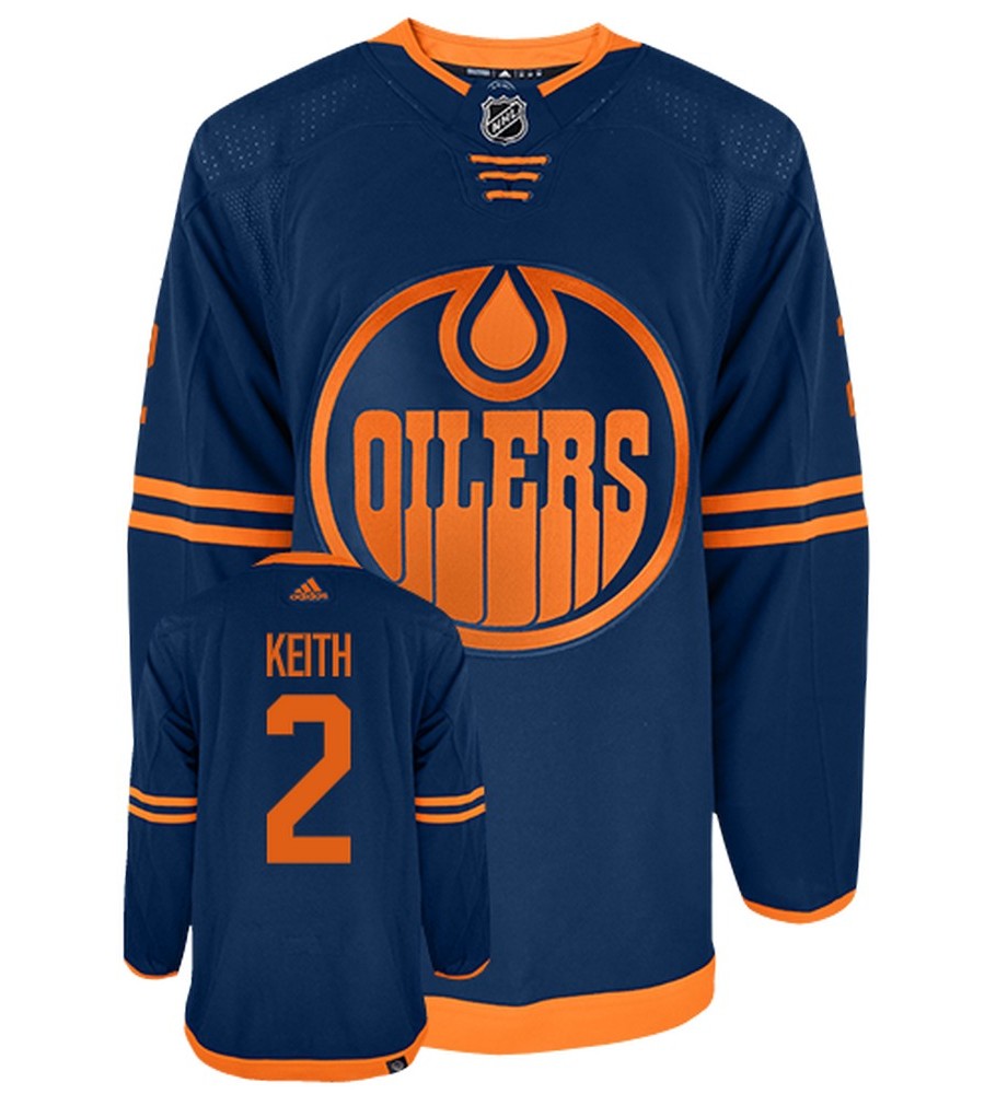 Duncan Keith Edmonton Oilers Adidas Primegreen Authentic Alternate NHL Hockey Jersey - Front/Back View