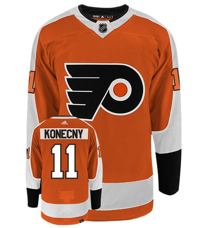 Travis Konecny Philadelphia Flyers Adidas Primegreen Authentic Home NHL Hockey Jersey - Front/Back View