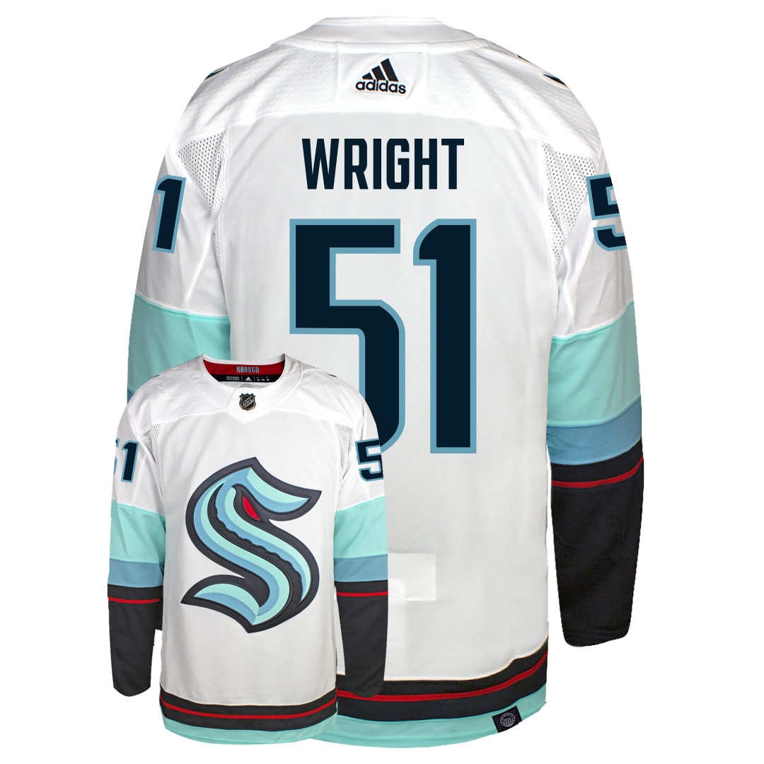 Shane Wright Seattle Kraken Adidas Primegreen Authentic Away NHL Hockey Jersey - Back/Front View