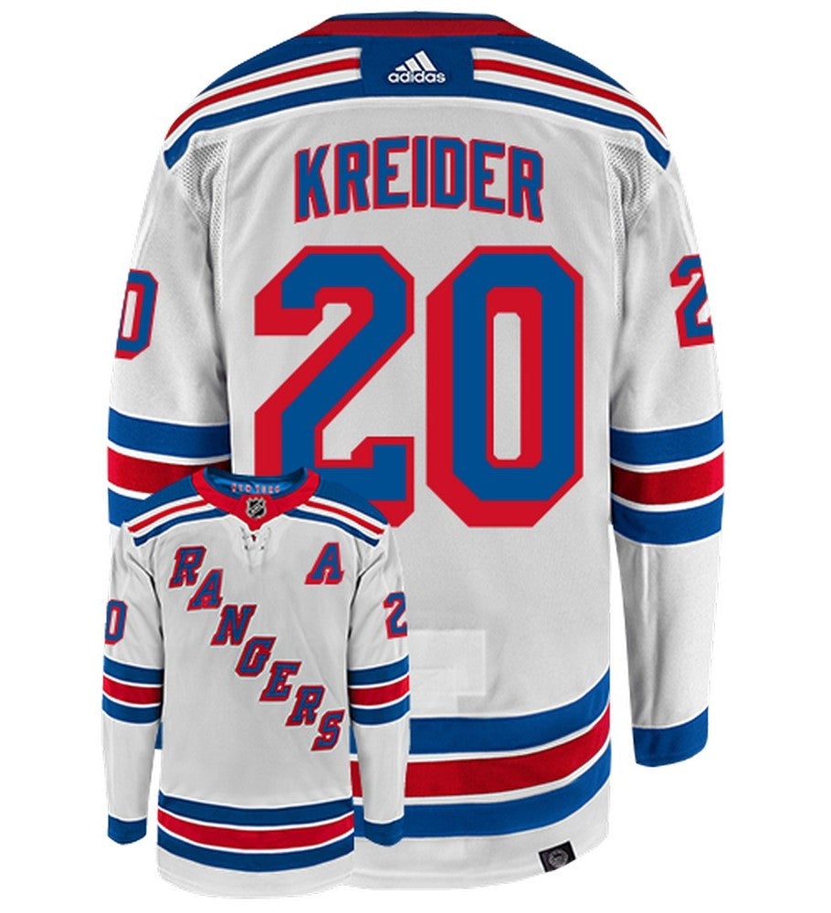 Chris Kreider New York Rangers Adidas Primegreen Authentic Away NHL Hockey Jersey - Back/Front View