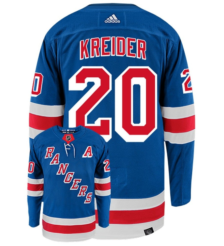 Chris Kreider New York Rangers Adidas Primegreen Authentic Home NHL Hockey Jersey - Back/Front View
