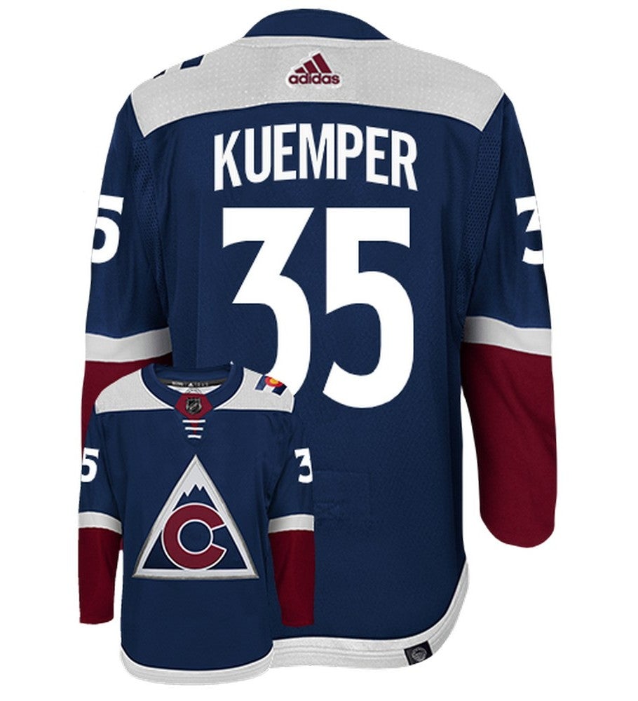 Darcy Kuemper Colorado Avalanche Adidas Primegreen Authentic Alternate NHL Hockey Jersey - Back/Front View