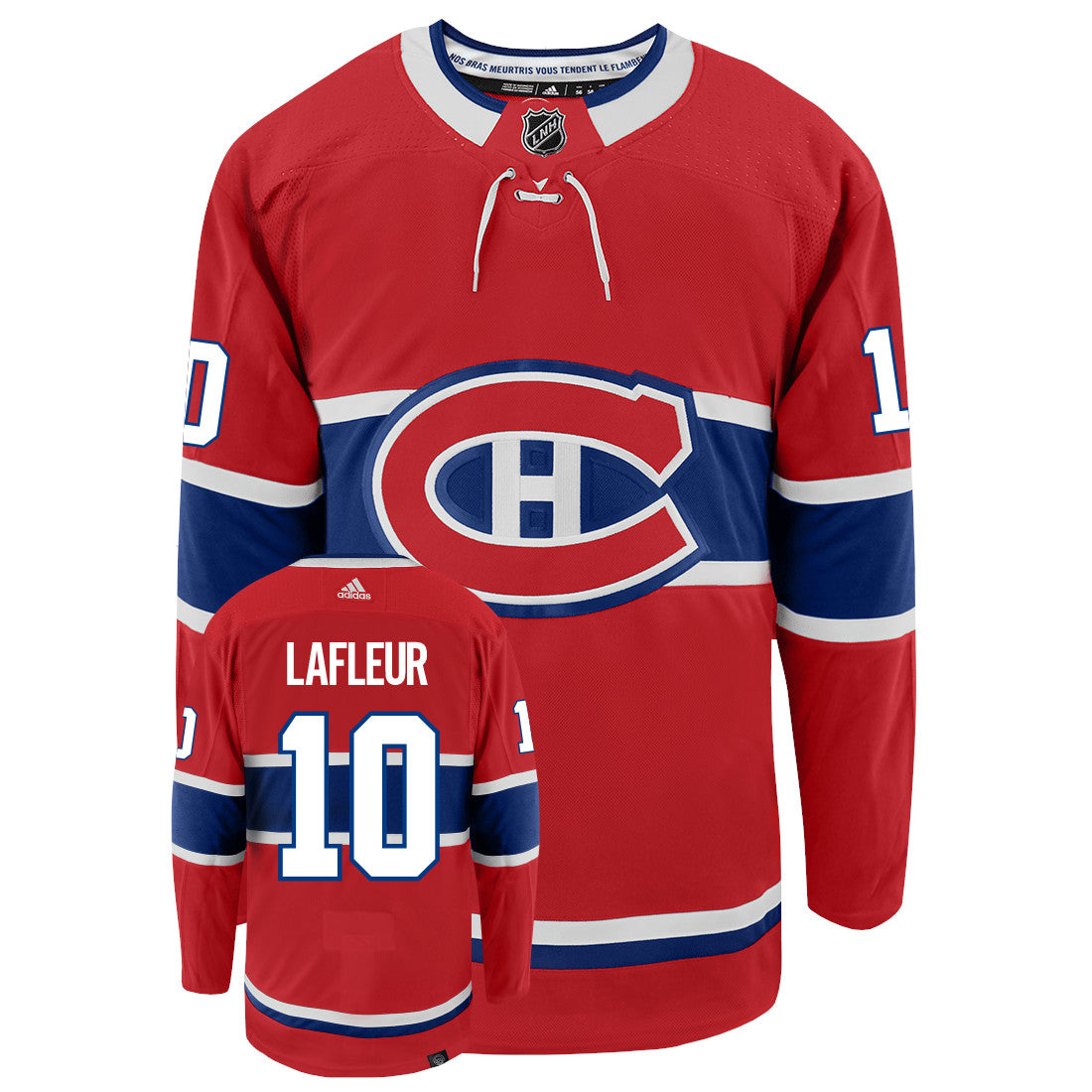 Guy Lafleur Montreal Canadiens Adidas Home Primegreen Authentic NHL Hockey Jersey - Front/Back View