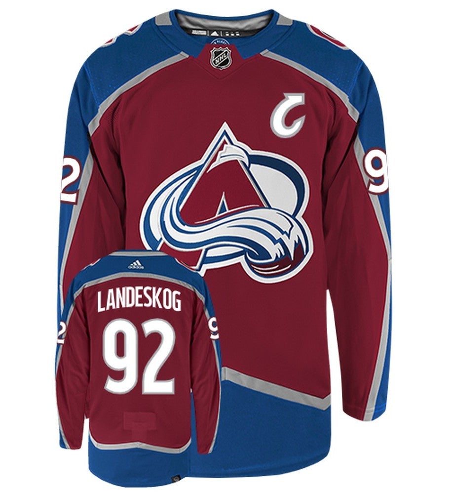Gabriel Landeskog Colorado Avalanche Adidas Primegreen Authentic Home NHL Hockey Jersey - Front/Back View