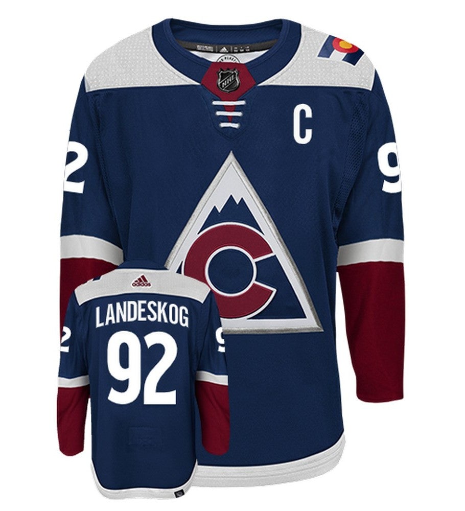 Gabriel Landeskog Colorado Avalanche Adidas Primegreen Authentic Third Alternate NHL Hockey Jersey - Front/Back View