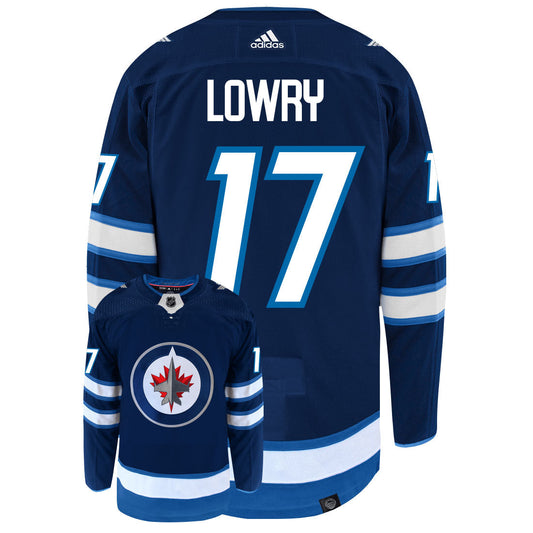 Adam Lowry Winnipeg Jets Adidas Primegreen Authentic Home NHL Hockey Jersey - Back/Front View