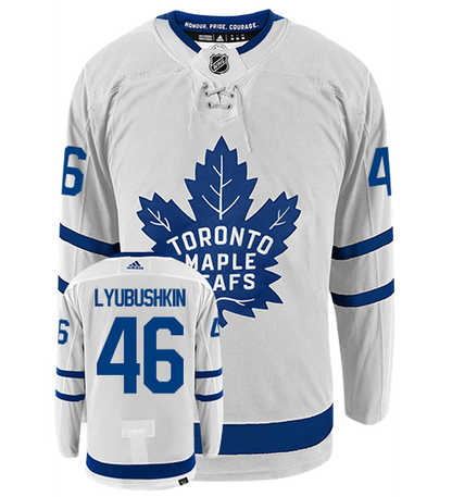 Ilya Lybushkin Toronto Maple Leafs Adidas Primegreen Authentic Away NHL Hockey Jersey - Front/Back View