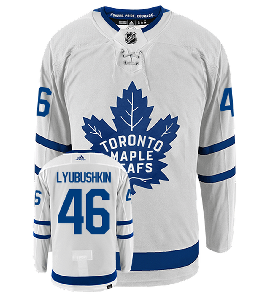 Ilya Lybushkin Toronto Maple Leafs Adidas Primegreen Authentic Away NHL Hockey Jersey - Front/Back View