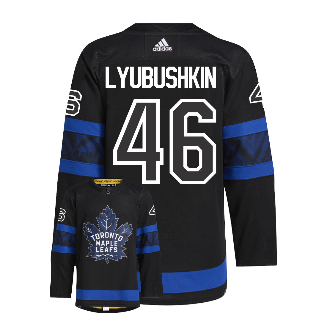 Ilya Lybushkin Toronto Maple Leafs Adidas Primegreen Authentic Third Alternate NHL Hockey Jersey - Back/Front View