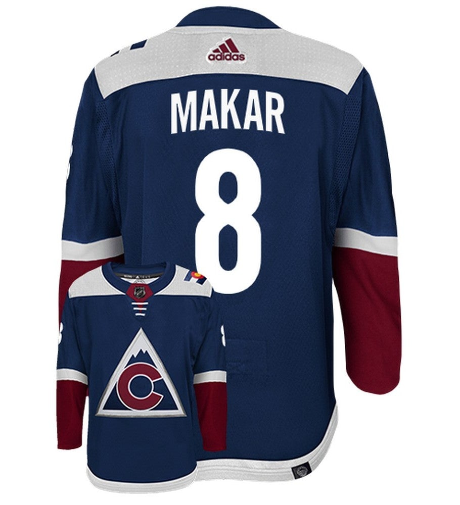 Cale Makar Colorado Avalanche Adidas Primegreen Authentic Alternate NHL Hockey Jersey - Back/Front View